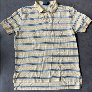 Polo by Ralph Lauren Men's Yellow and Blue Striped Polo Shirt
